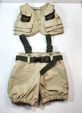 Build a Bear Full Size BAB Clothing 2 Pieces Fishing Vest Pants Suspenders Belt