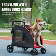 XXL Large Dog Stroller Outdoor Pet Jogger Stroller With Easily Walk In/Out Doors