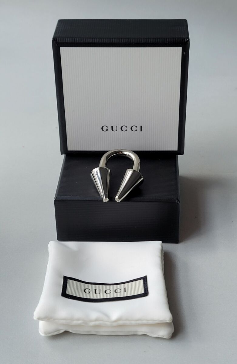 Gucci Silver Ring Large Spikes Studs Double G Size M or 7 1 Gucci Silver Ring Large Spikes Studs Double G Size M or 7 1