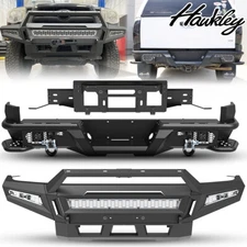 For 2005-2015 Toyota Tacoma Front/Rear Bumper Steel with Winch Plate&LED Lights 