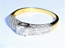 Antique Style 18ct Gold 0.56ct Diamond Solitaire Milgrain Pave Ring, Size M1/2