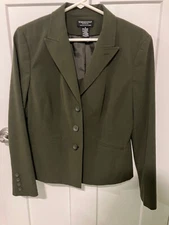 Worthington Works Stretch Separates Green Blazer Jacket Button Front Lined Sz 10