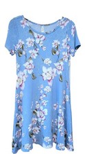 Women's Blue Floral Dress Medium Summer Lightweight Pockets Flowers Korsis