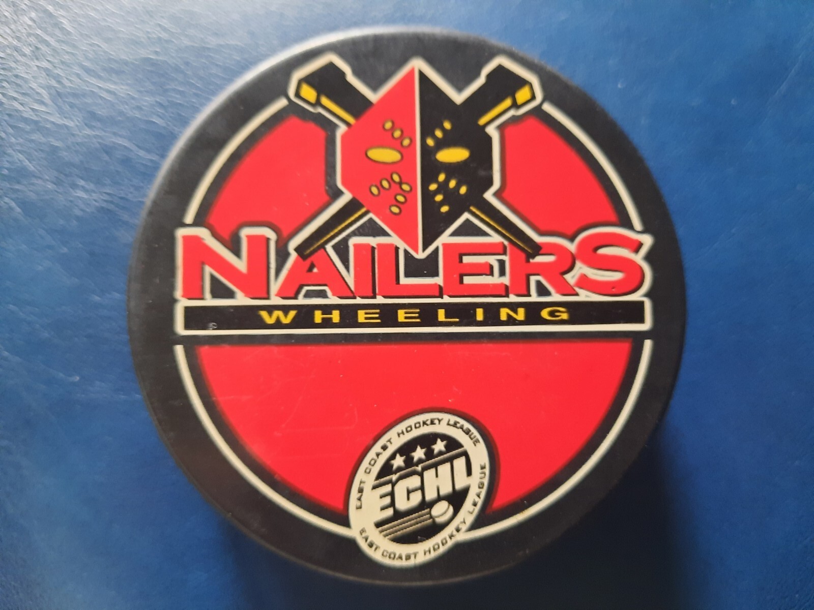 Wheeling Nailers Vintage Ice Hockey Puck, Souvenir Minor League ECHL