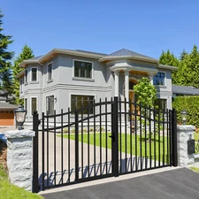 ALEKO Vienna Style Steel Dual Swinging Driveway Gate with Pedestrian Gate