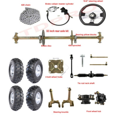 32'' Rear Live Axle Kit Wheels Sprocket Hub Hydraulic Brake Go Kart Drift Bike