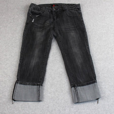 Therapy Capri Jeans Juniors Girls Size 3 Gray Distressed Cuffed Zip Legs