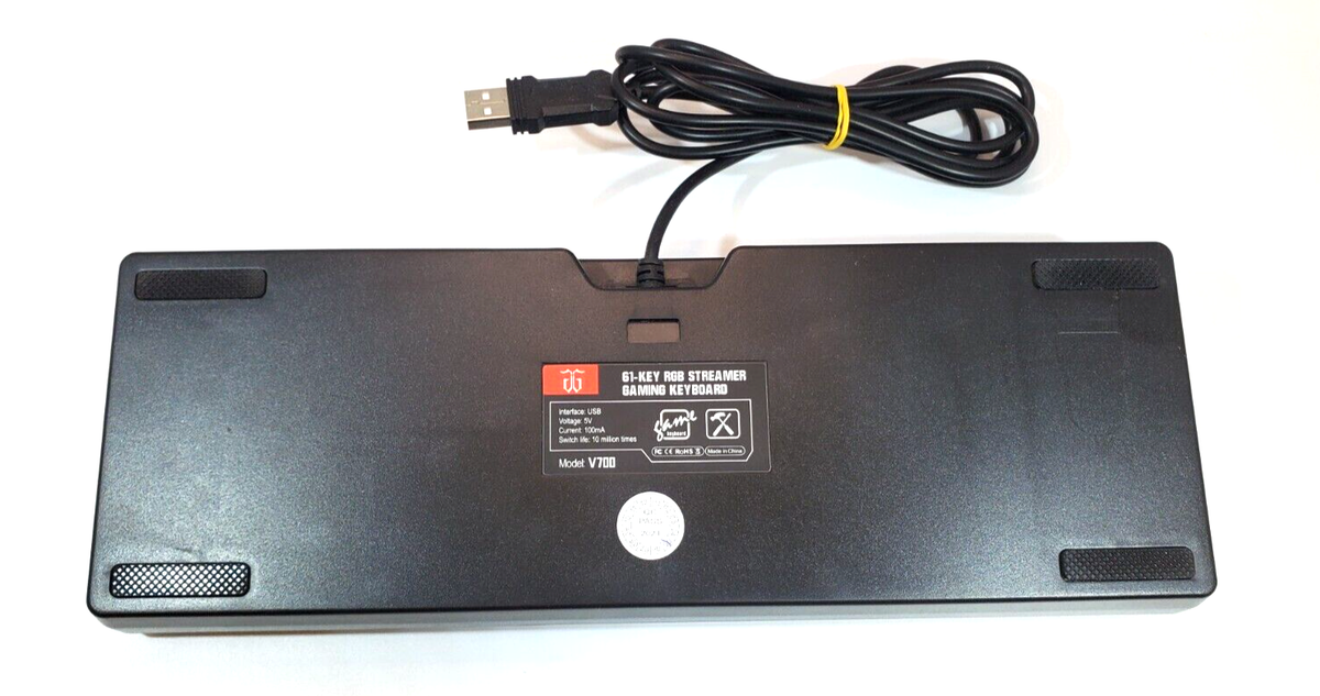 DG V700 RGB Streamer Wired Keyboard Compact Black 61 Keys Single