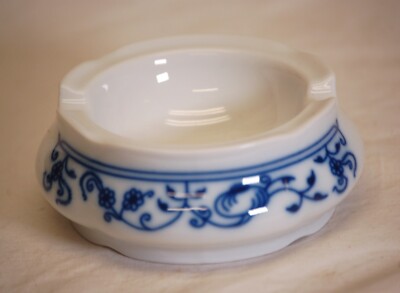 RGK Leander 1946 Boheme Ashtray Cobalt Blue Flower Pattern Loucky