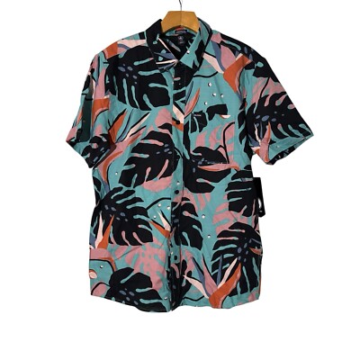 Volcom Mentawais Mens Shirt Medium Short Sleeve  Mysto Green Skate Surf NWT