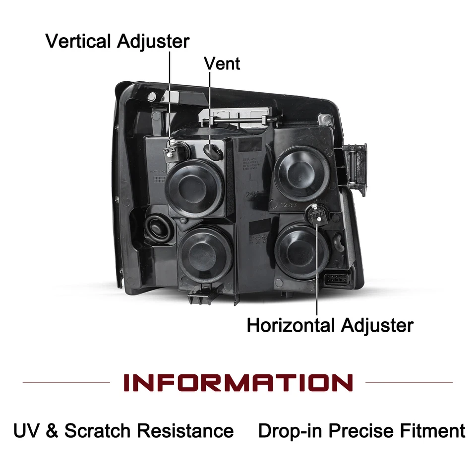 Faros de xenón HID para Cadillac Escalade 2003-2006 faros cromados con bombillas L+R Foto 3 de 4