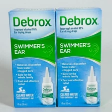 2 - DEBROX SWIMMER'S EAR Ear Drying Drops - 1.0 OZ. EACH - EXP. 10/2026