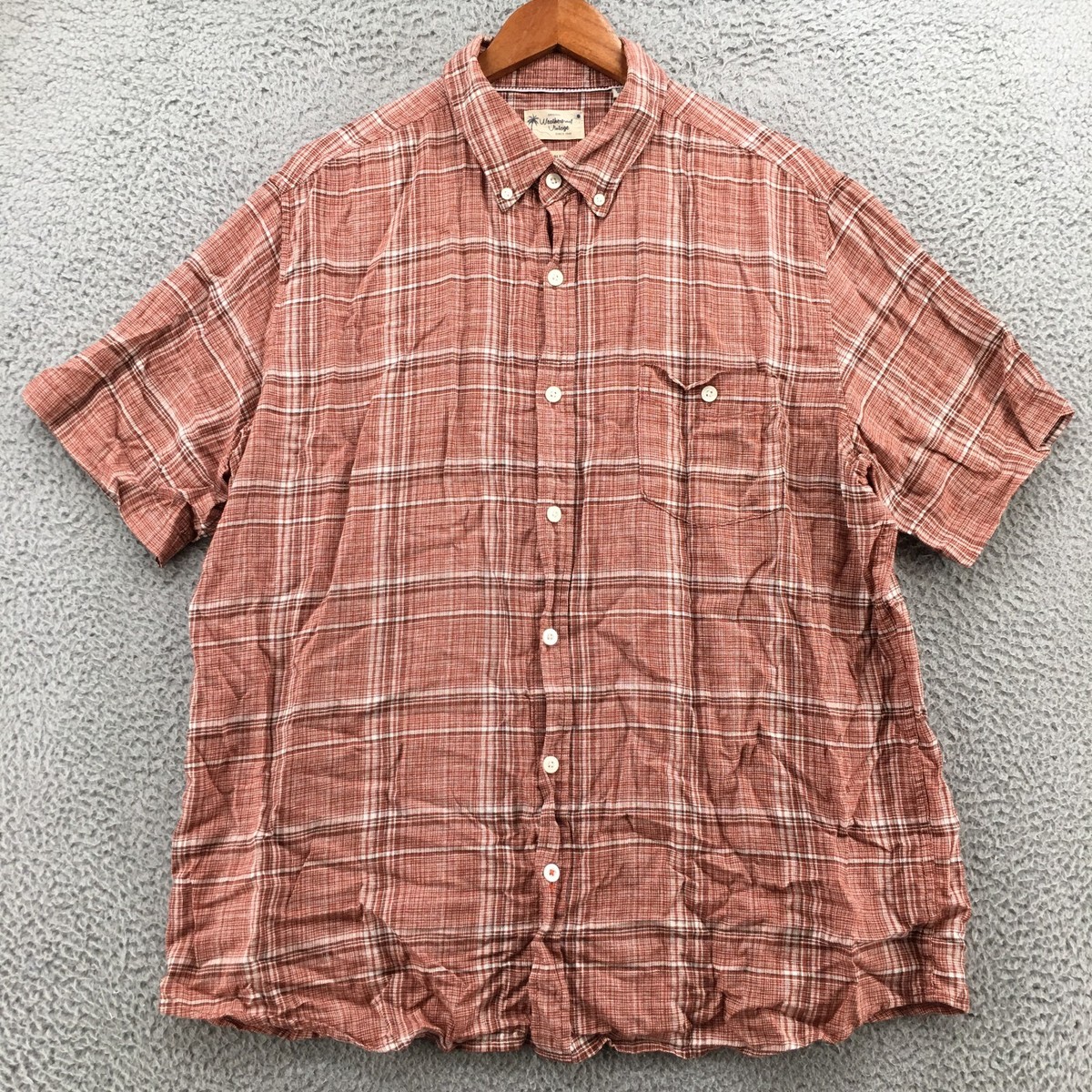 waterproof dress shirt Waterproof Vintage Bottom Down Dress Shirt Mens XL Orange Collared Short  Sleeve