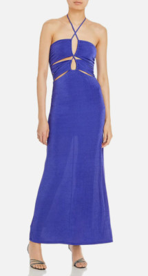 Fore Halter Maxi Dress Royal Blue Size XS 2759