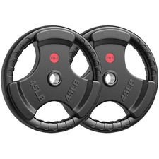 Weight Plates 2" Rubber Coated Olympic Bumper Grip Strength Training 45lbs Pair