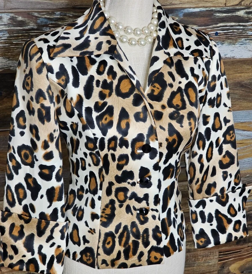 JS Collections Multicolor Animal Print Double Vented Blazer Sport Jacket Size 6 - Image 2 of 4