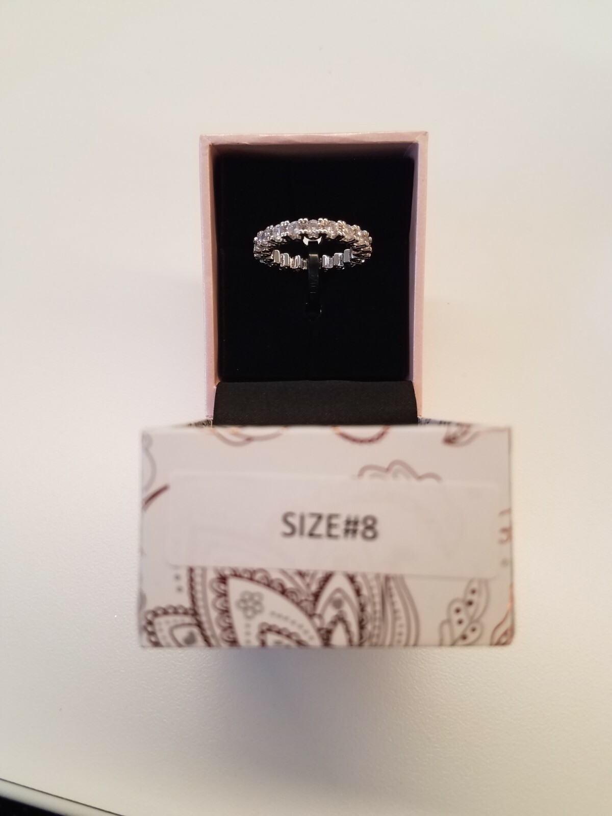 NIB PIERMONT JEWELS LADIES ETERNITY SILVER COLOR RING SIZE 8 BAND, 1