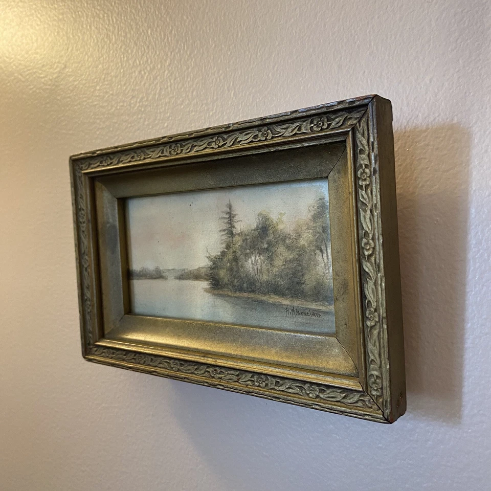 Original Antique H.M. Sinclair 19th Century Miniature Water Color Painting - Image 2 of 4