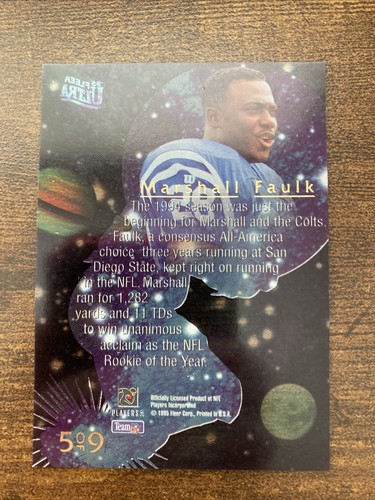 Marshall Faulk 1995 Fleer Ultra Rising Star Insert #5 Indianapolis Colts Card - Picture 2 of 4
