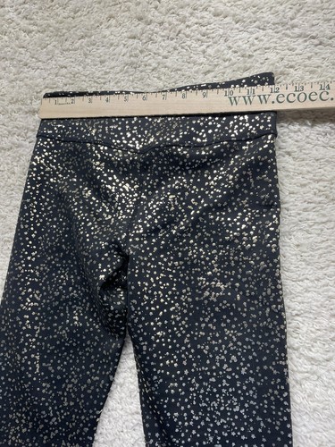 Nike Black W/ Metallic Gold Stars Leggings Girl Large EUC 24”x25.5” - Picture 6 of 8