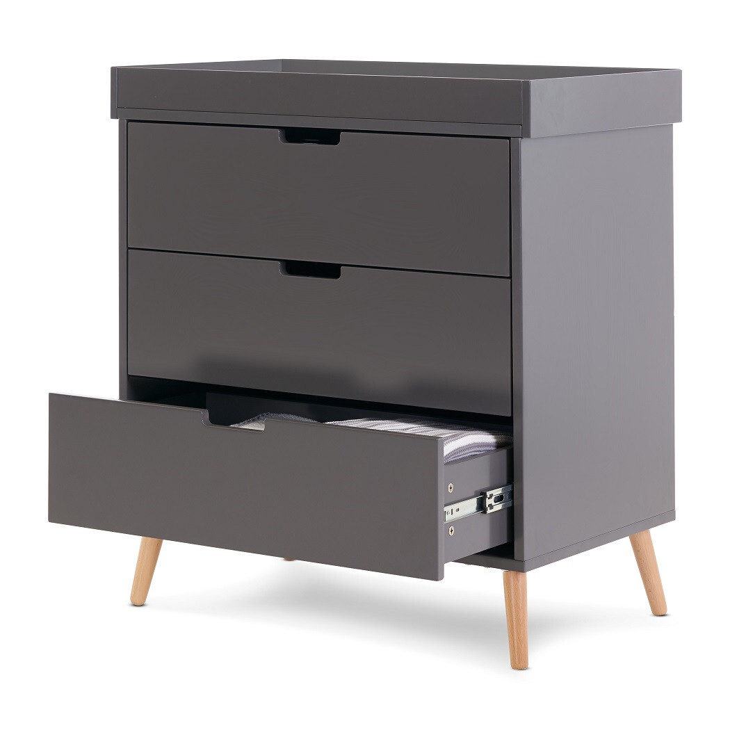 Obaby Maya Changing Unit – Baby Nappy Dresser with Drawers – Slate / Natural