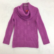 Elle / Cowl Neck Open Knit Semi-Sheer Long Sleeve Metallic Thread Sweater / Sz S