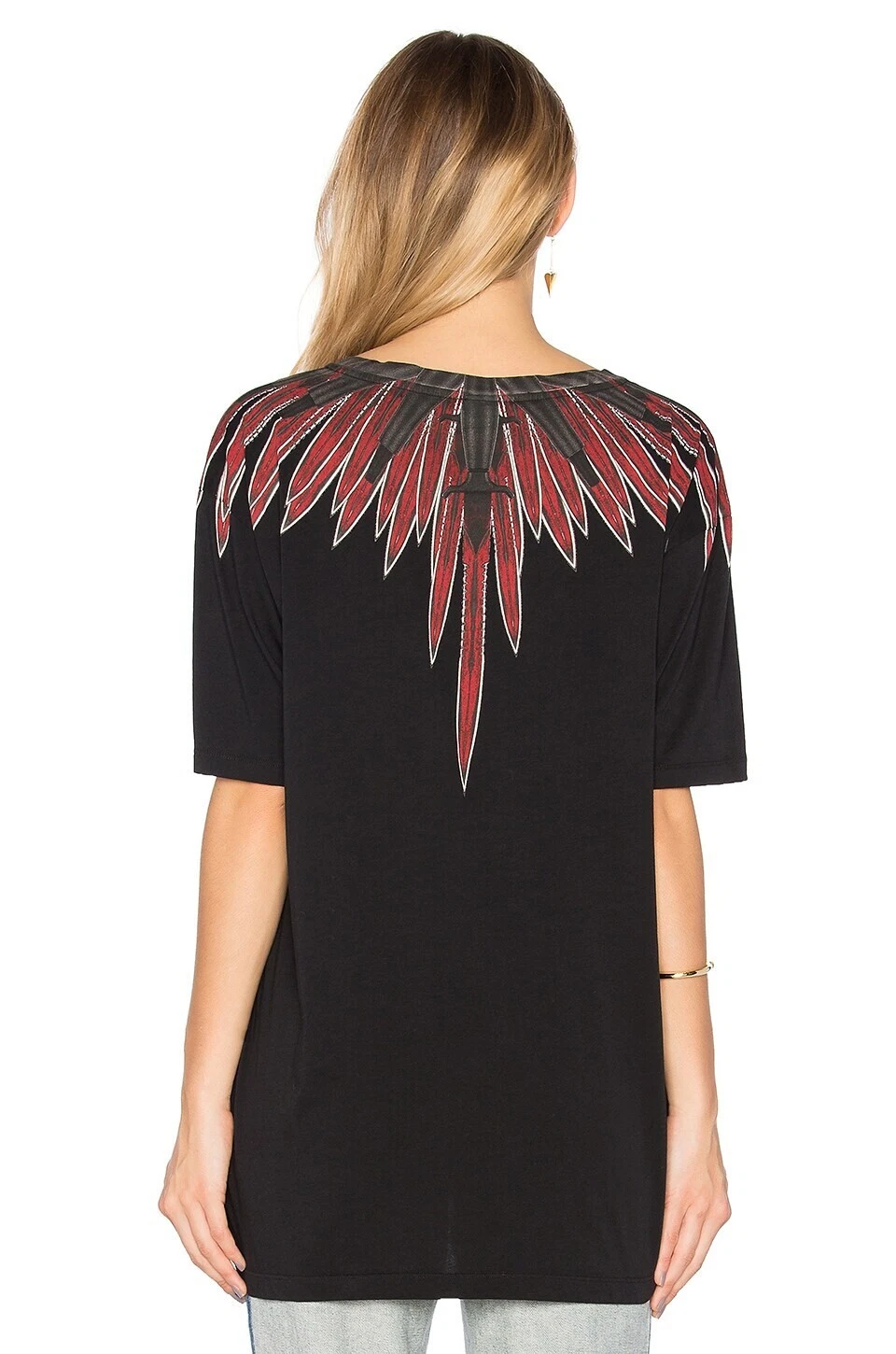 T shirt Marcelo Burlon nera stampa ali Angelita Taglia XXS SS17 $315