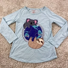 cat & jack youth girls large long sleeve t-shirt koala sleepwear 