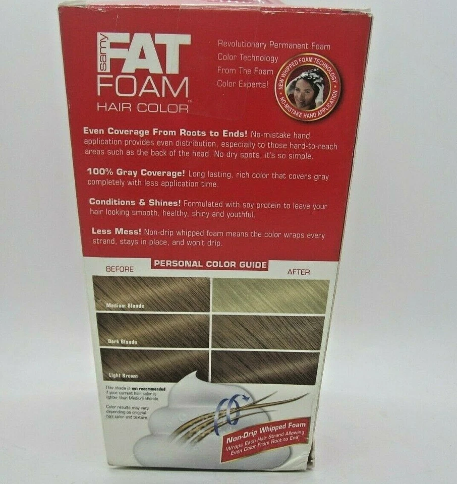 Samy Fat Foam Hair Color Women Men  A9 Light Ash Blonde 100% Gray Coverage New - Image 3 of 4