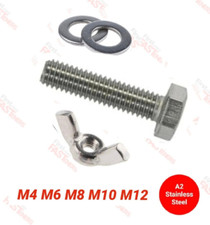 M4 M6 M8 M10 M12 Bolt Hex Screw Wing Nut Washer Stainless Steel A2-70 (304)