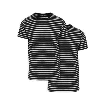 Build Your Brand Stripe Tee 2-Pack Herren T-Shirt Baumwolle gestreift Jersey neu