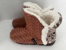 NWT MUKLUKS Women's Slippers Cable Fair Isle Bootie Knit Sherpa style S 5 - 6