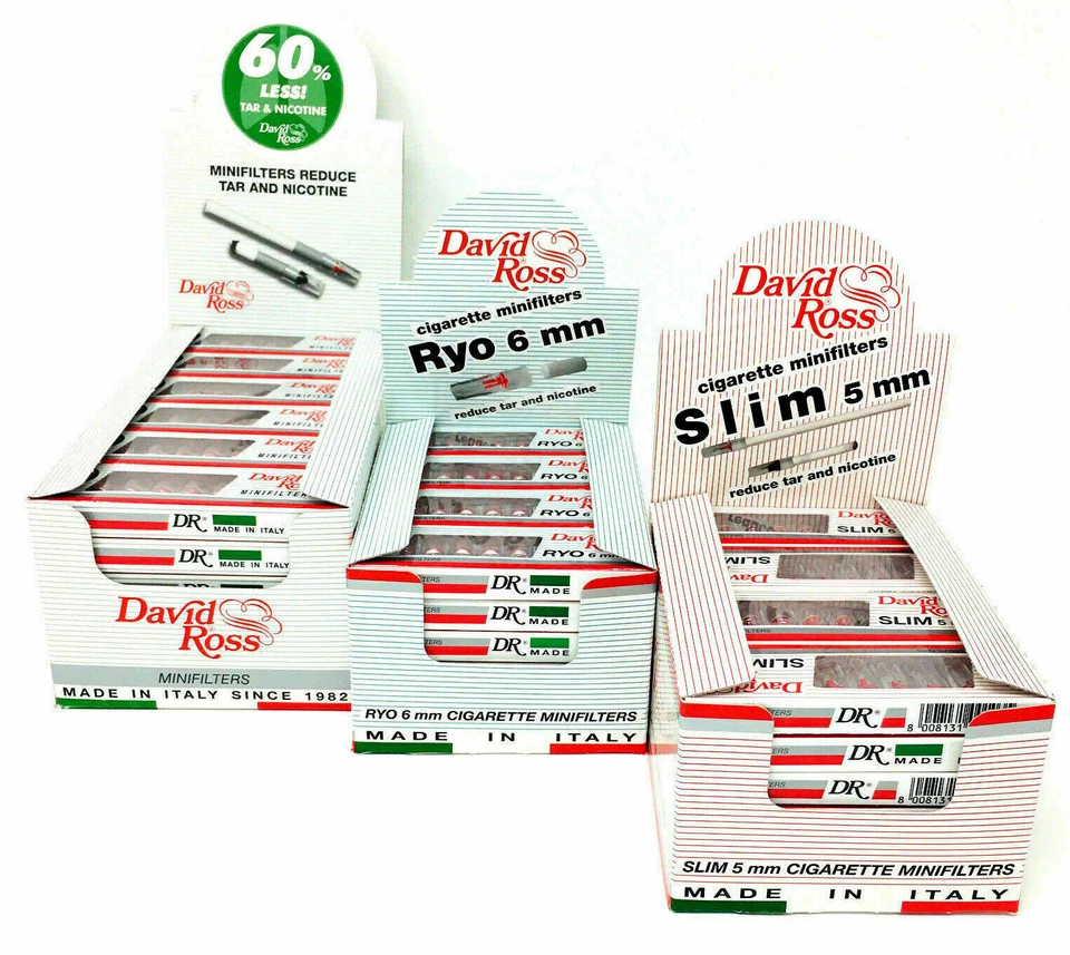 David Ross Cigarette Filters,5 mm,6 mm,8 mm, RYO filters, STOP YELLOW FINGERS