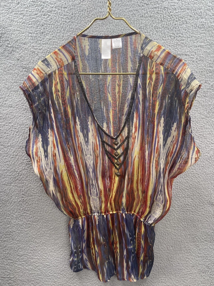 Needle and Thread Blouse Top Size Small Sheer Rainbow Colors - Image 2 of 4