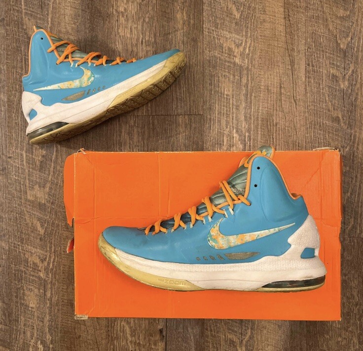 Nike KD 5 V Easter Blue Orange Durant Size 9.5 Sneakers Shoes w