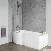 1675mm P Shape Shower Bath ; Left & Right Hand With 6mm Curved Screen ; Bathroom 1675mm P Shape Shower Bath ; Left & Right Hand With 6mm Curved Screen ; Bathroom