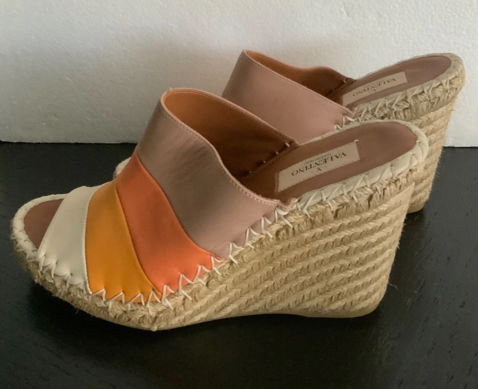 VALENTINO GARAVANI-SANDALIAS CUÑA ALPARGATA-MUJER TALLA 39-ESPALDA ABIERTA-HECHAS EN ITALIA Foto 2 de 4