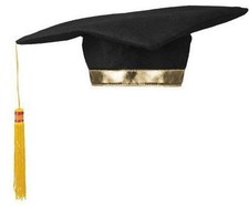 Cappello Laurea TOCCO Nero cordino ORO Gadget scherzo Festa Laureato LAUREATA