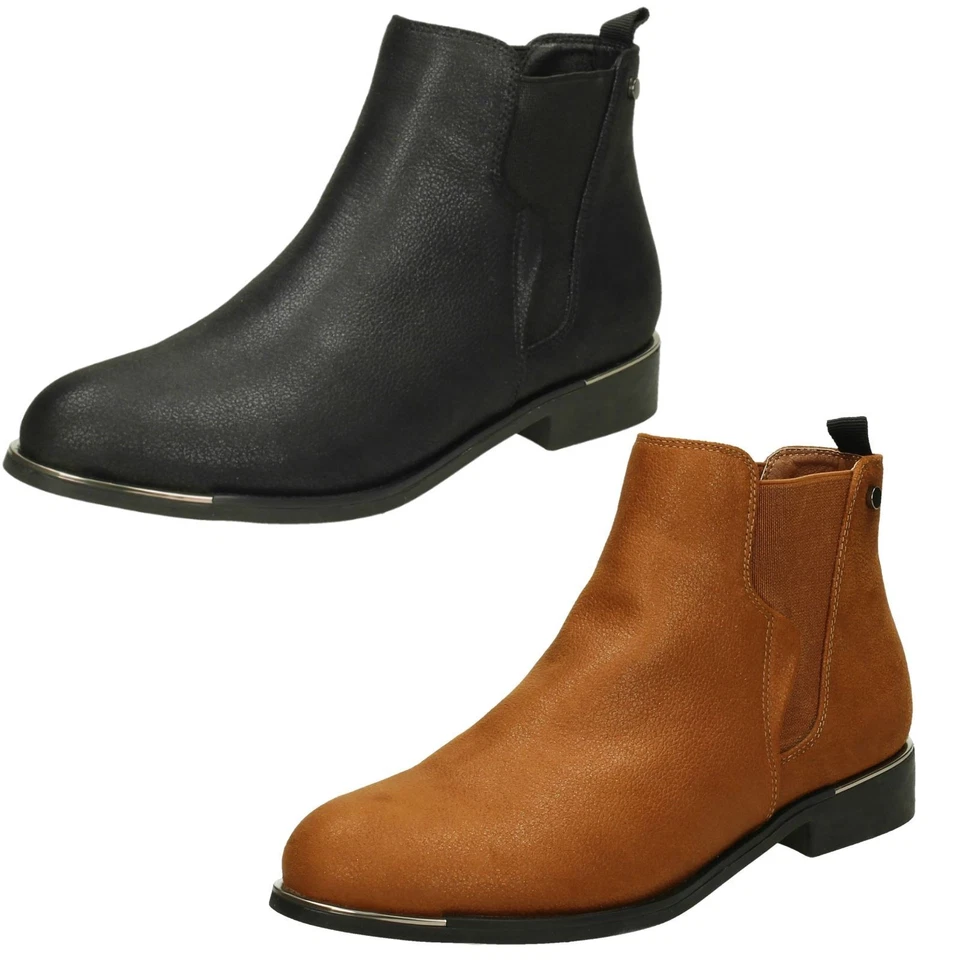 Down To Earth Bottines Cheville Talon Bas F50957, Noires Tan (Brun) - Photo 1/1