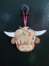 HANDMADE Felt Highland Cow Ornament; Farmhouse; Christmas Gift Or Decoration
