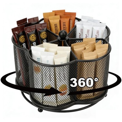 360 Degree Rotate Pen Holder for Desk, 5 Compartment Silverware Utensil Caddy...