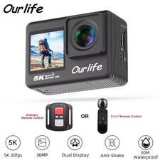 Ourlife 5K30FPS Action Kamera IPS Touch LCD EIS 170° DVR 30M Wasserdicht Fernbedienung C
