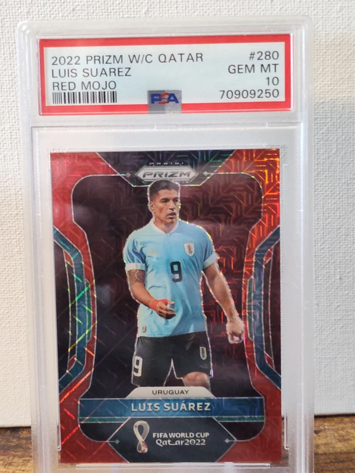 Luis Suarez 2022 Prizm World Cup Prizm Red Mojo /99 PSA 10 Gem Mint Uruguay - Image 2 of 4