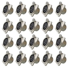 XLR 3Pin Female panel mount chassis,Nickel plated housing Silver-Coated Contacts