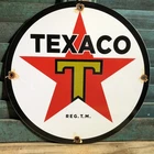 VINTAGE TEXACO GASOLINE PORCELAIN SIGN GAS PUMP MOTOR OIL STAR
