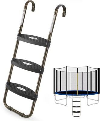 Trampoline Ladder, 3-Step Trampoline Steps with Horizontal Wide Steps, Skid-P...