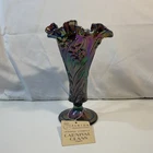 Fenton Carnival Glass Vase Multicolor Handmade Floral Glossy Decorative