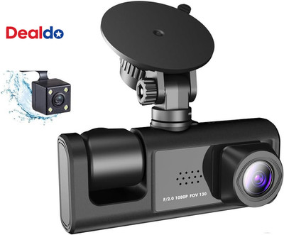3 Channel Dash Cam WIFI 3 Cameras, Front Rear and Inside, Rearview Mirror Video 