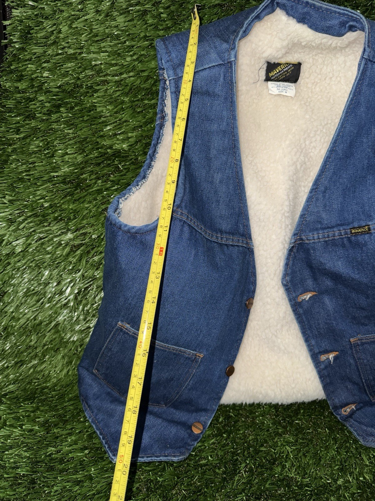 MAVERICK Automaticks western denim jean vest M vtg  70s usa 
