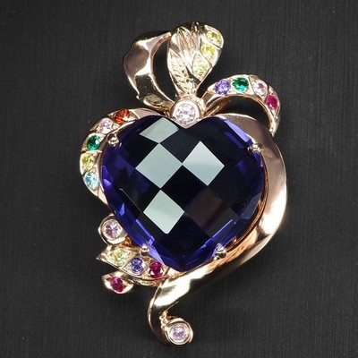 Shinning Blue Purple Iolite Heart 24.35Ct 925 Sterling Silver Rose Gold Pendants